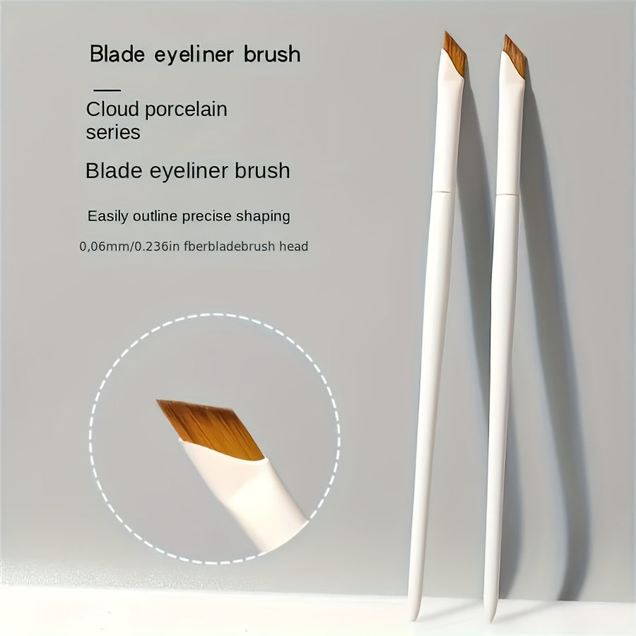 1/2/3pcs Porcelain White Precision Angle Eyeliner and Eyebrow Brush Set - Nylon Brush, Fragrance Free, Suitable for All Skin Types - Ideal Choice for Beginners