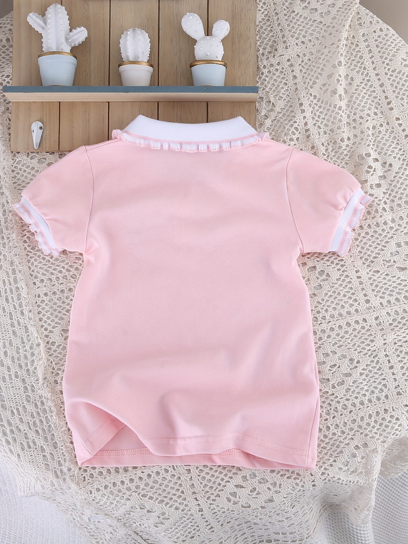 95% Cotton Sweet Girls Bear Graphic Short Sleeve Shirt Top For Summer Gift