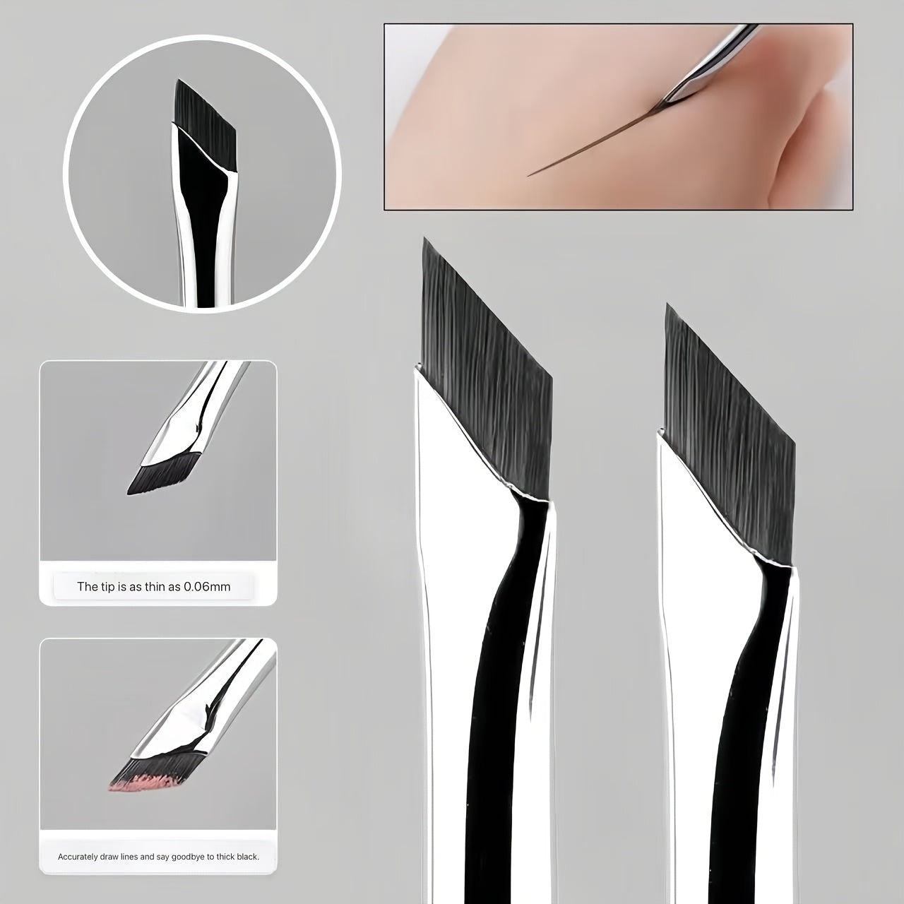 Multifunctional Ultra-Thin Makeup Brush - Fine Eyeliner Brush, Slanted Brow Brush, Eyeshadow Brush, and Face Brush