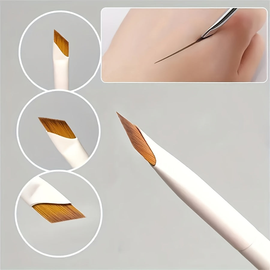 1/2/3pcs Porcelain White Precision Angle Eyeliner and Eyebrow Brush Set - Nylon Brush, Fragrance Free, Suitable for All Skin Types - Ideal Choice for Beginners