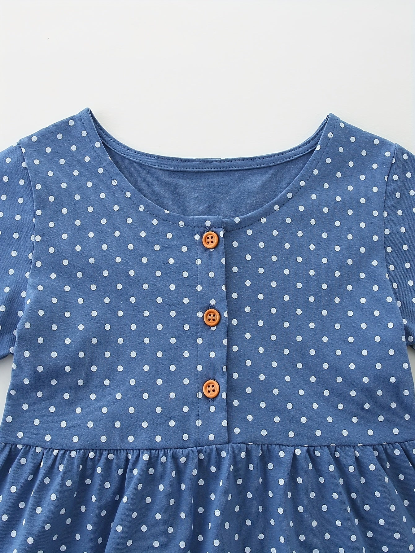 Adorable Polka Dot Youngsters Girls' Princess Dress - 100% Cotton, Short Sleeve with Cute Animal Embroidery, Button Detail & Flared Skirt - Perfect for Spring/Summer Casual Wear, Youngsters Princess Dress